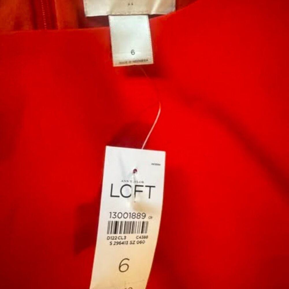 LOFT RED RUFFLE DRESS - Picture 3 of 3